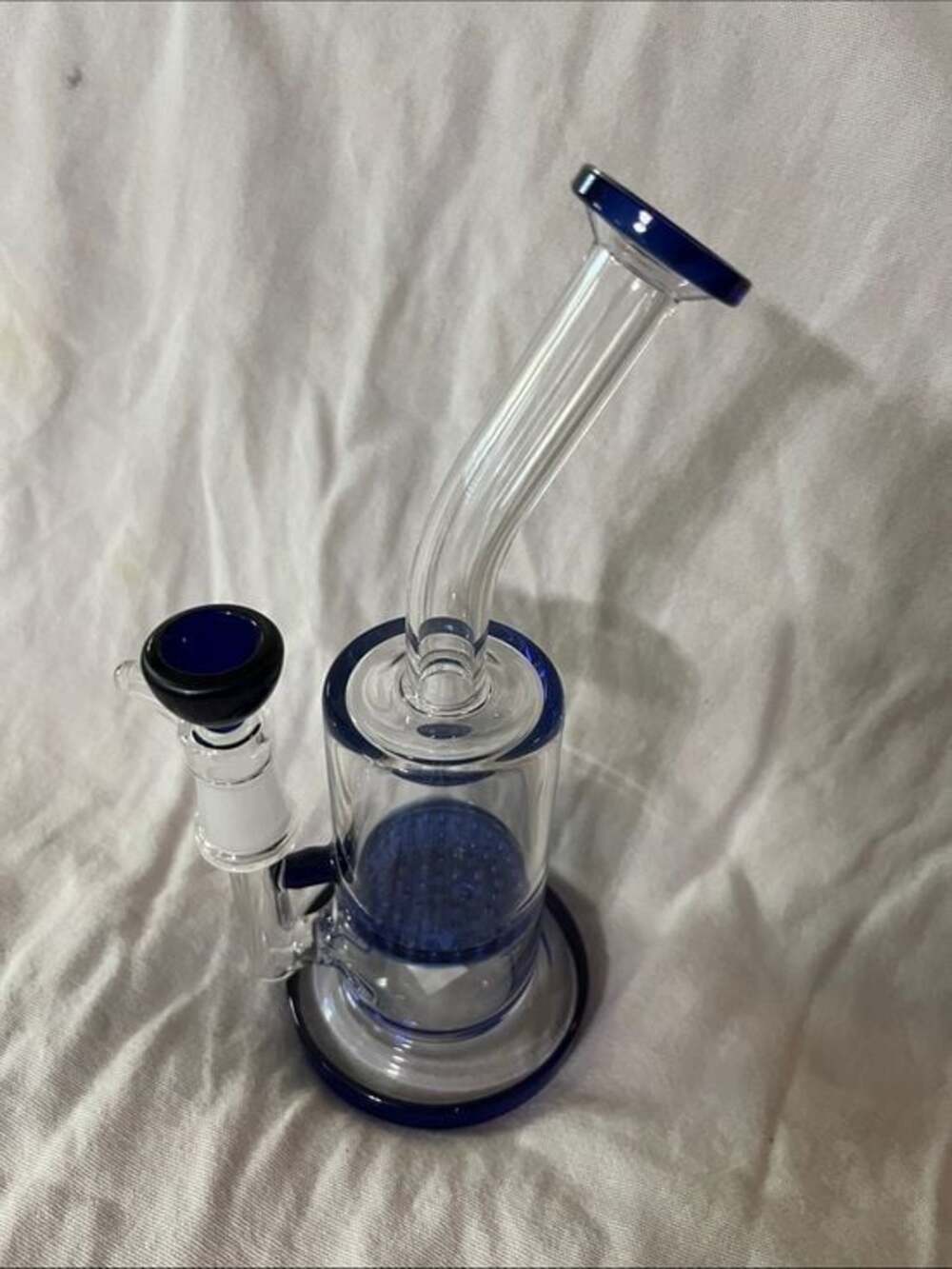 Clear Glass Water Percolator with Blue Accents